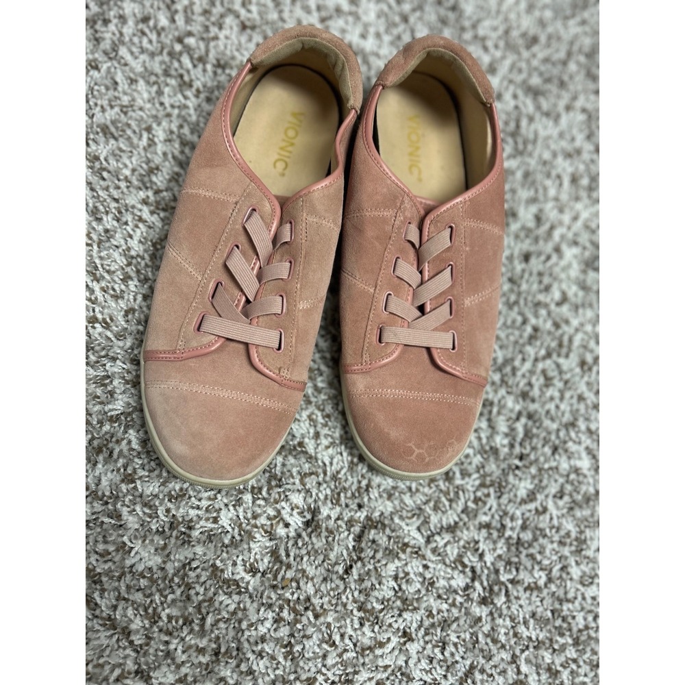 Vionic Jean Suede Sneakers Blush Pink Orthotic Walking Shoes Womens 10